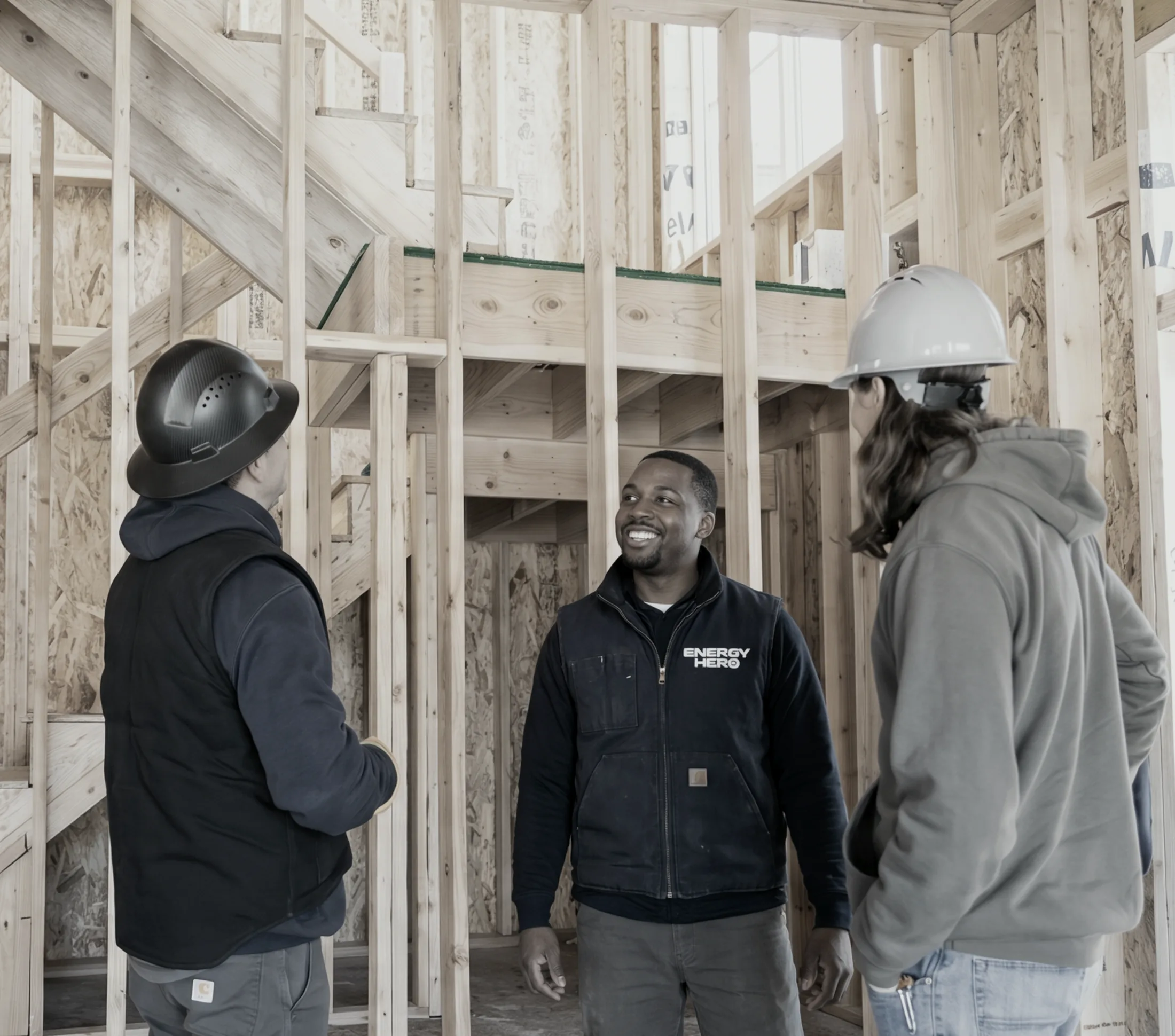 Energy Hero crew assessing a home's building envelope